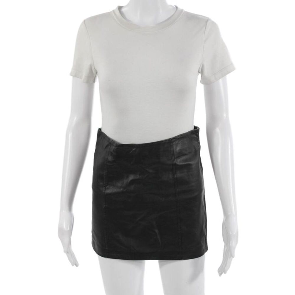 Love Leather Women Mini Straight Pencil Lamb Leather Skirt Black Size XS